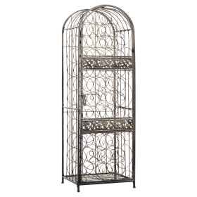 45 Bottle Wrought Iron Wine Rack Jail with Lock (Color: Bronze)