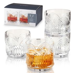 Deco Beau Crystal Lowball Tumblers Viski (Color: Clear)