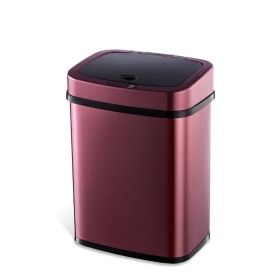 3-Gallon Motion Sensor Touchless Stainless Steel Trash Can (Color: Burgundy)