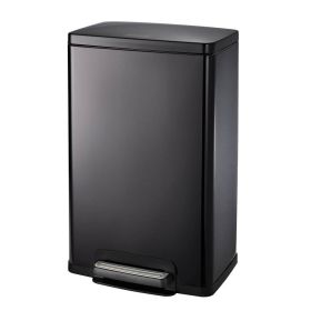 Stainless Steel 13-Gallon Kitchen Trash Can with Step Lid (Color: Charcoal Black)