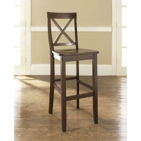Set of 2 - X-Back Solid Wood 30-inch Barstools (Color: Mahogany)