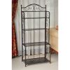Indoor Outdoor Folding Iron 4-Shelf Bakers Rack with Lattice Shelves