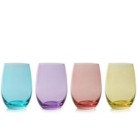 Color Stemless Wine Glasses True (Option: Set Of 4)