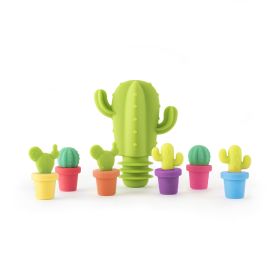 7 Piece Stopper and Charm Set True Zoo (Color: Cactus)